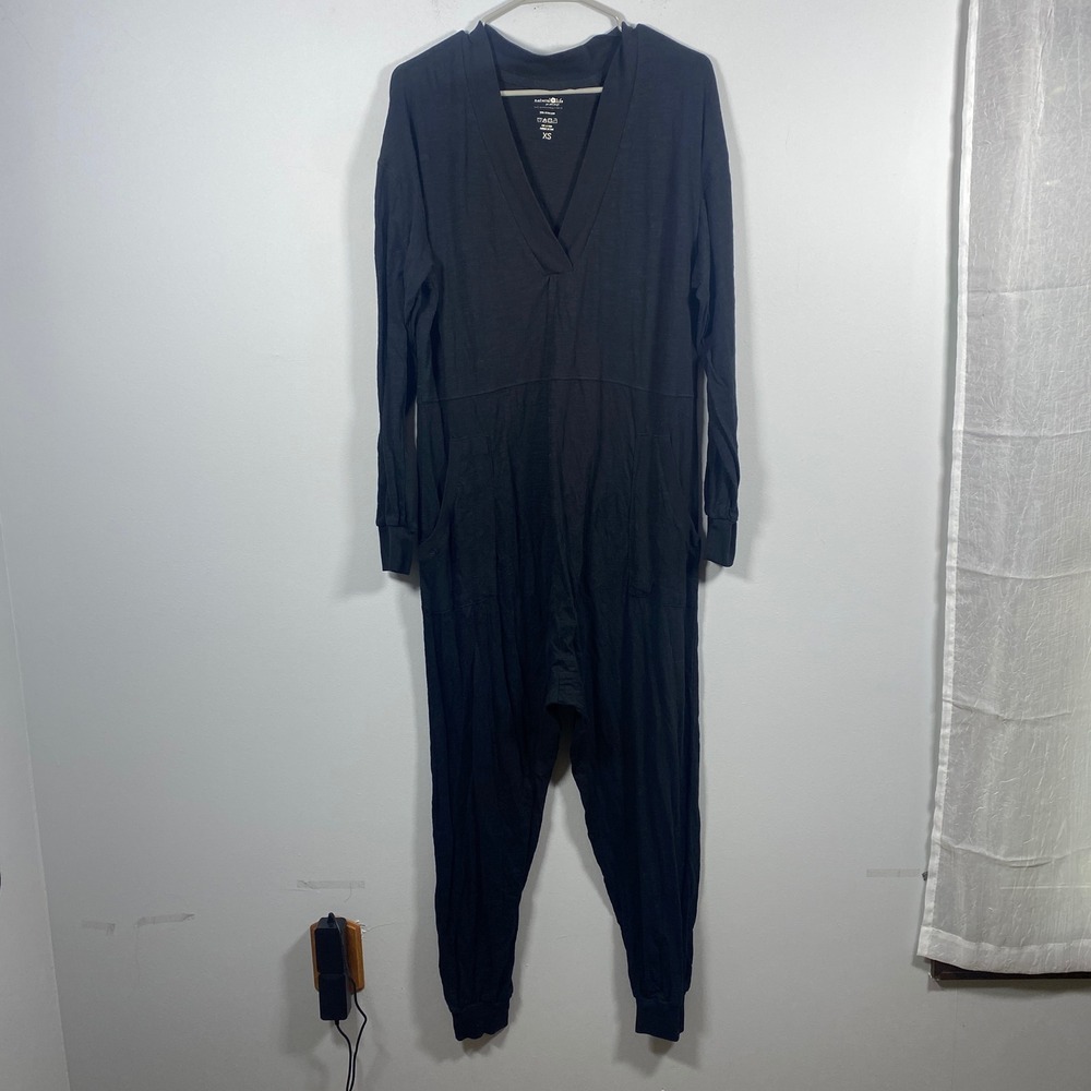 Natural Life Johnnie Jumpsuit Women's XS Black Cotton Sleepwear Lounge One Piece